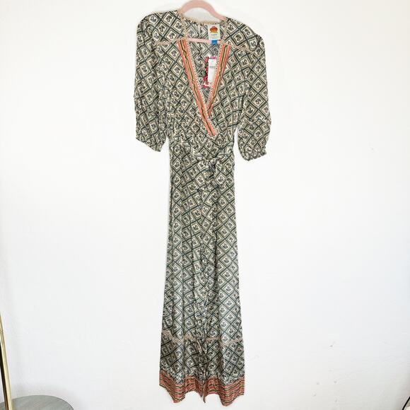 NWT Anthropologie Farm Rio V Neck Sheer Mushroom Print Wide Leg Jumpsuit Medium - Picture 16 of 16